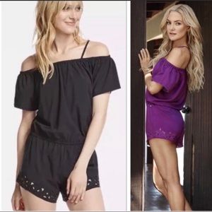 Fabletics Prue black cold shoulder romperL